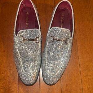Mens Silver Glitter Loafers Size 13